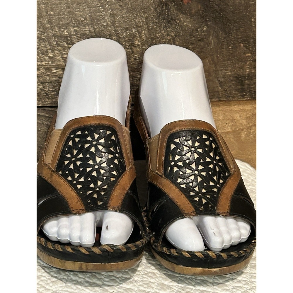 Ariat Sandals Del Ray Leather Black Brown Adjustable Sz‎ 6.5 B